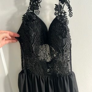 Lace Romper Maxi Dress flowy